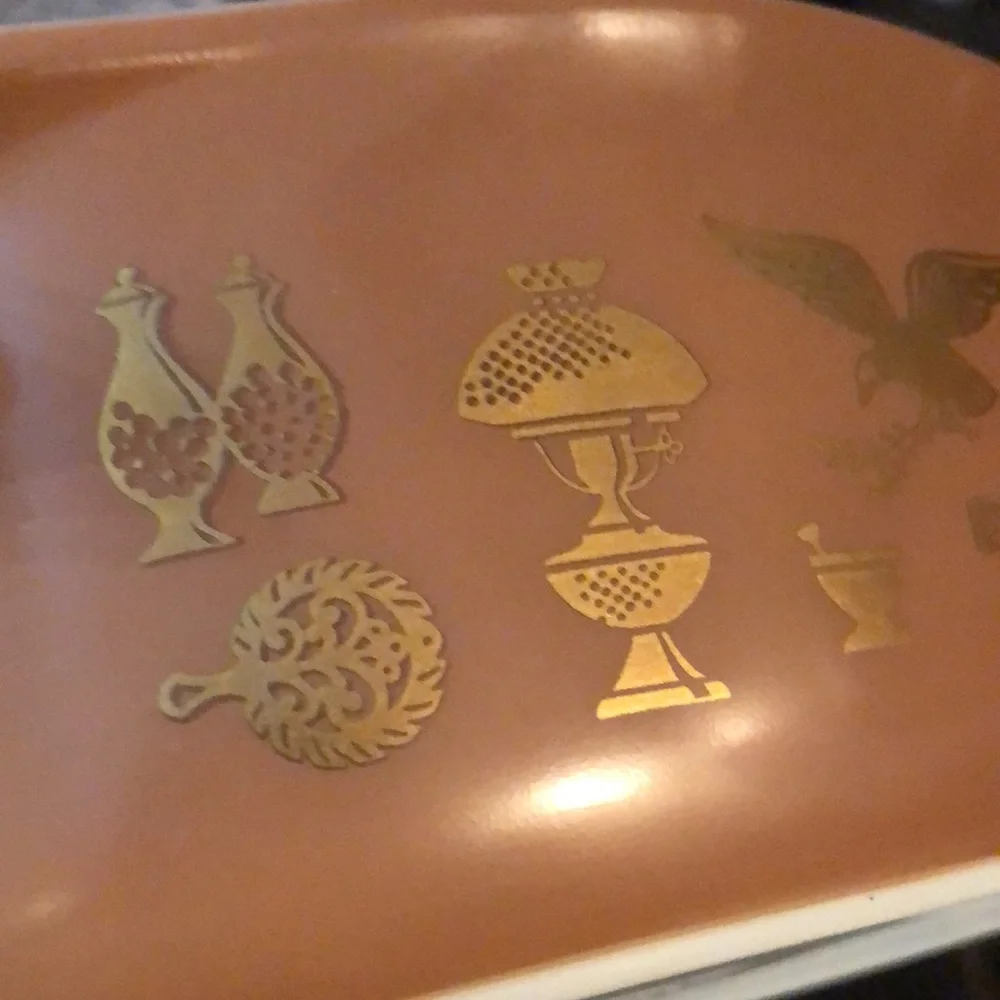 1960’s Vintage Pyrex-Americana Print in Brown/Gold-2.5 Quart Oval-No Lid - Picture 12 of 17